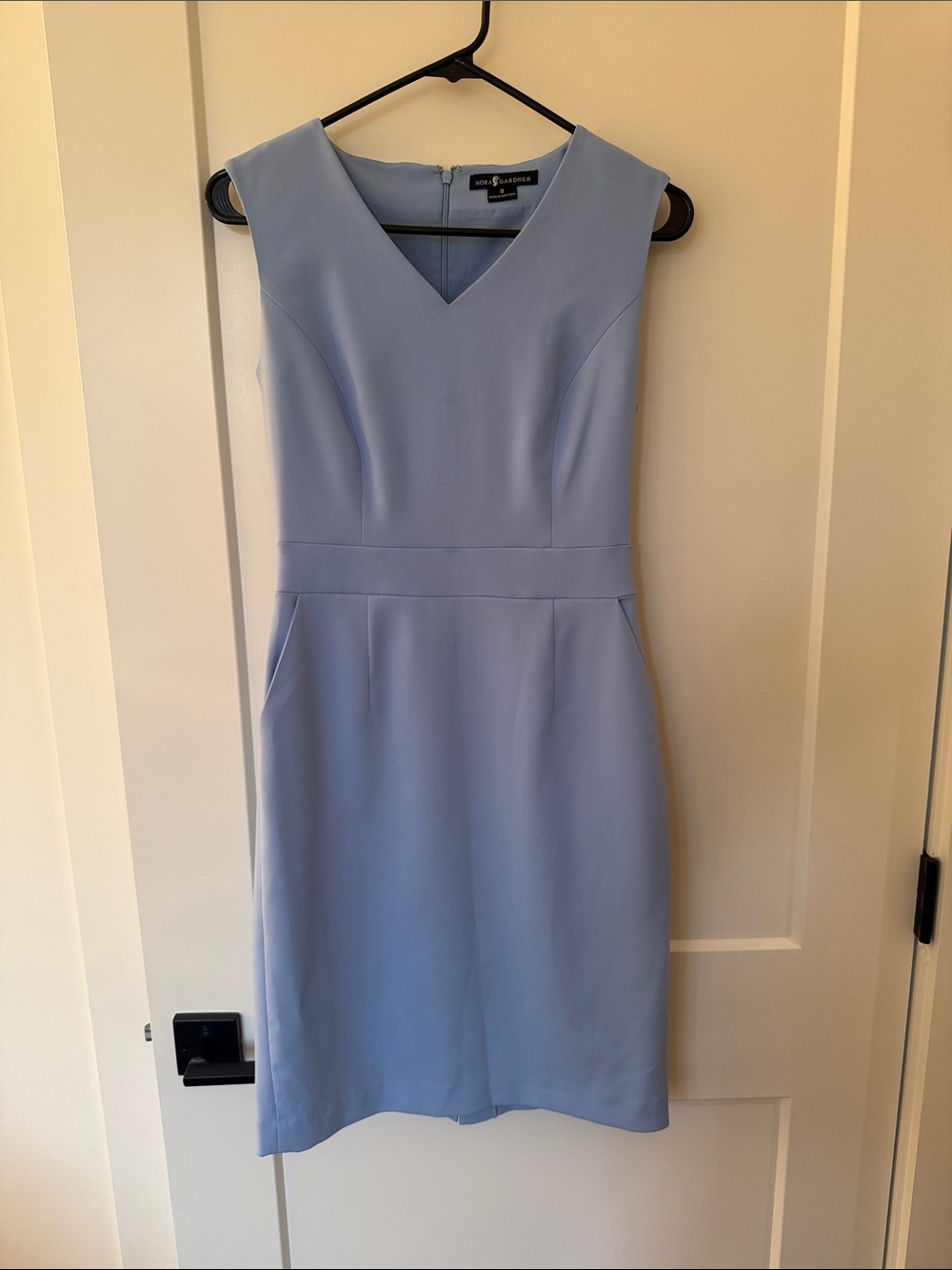 Nora Gardner Powder Blue V-Neck Midi Sheath Dress